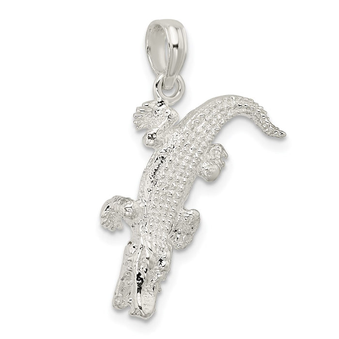 Million Charms 925 Sterling Silver Charm Pendant, 3-D Alligator
