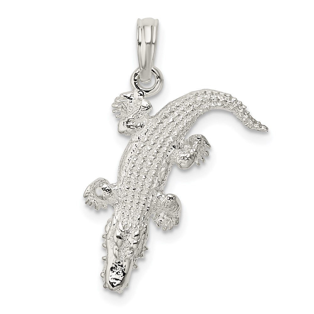 Million Charms 925 Sterling Silver Charm Pendant, 3-D Alligator