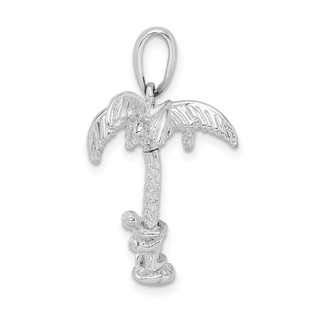 Million Charms 925 Sterling Silver Nautical Coastal Charm Pendant, 3-D Palm Tree with Moveable Man