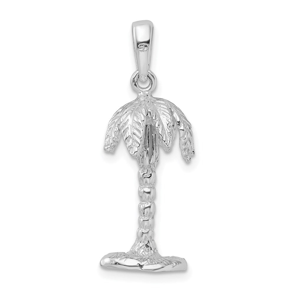Million Charms 925 Sterling Silver Nautical Coastal Charm Pendant, 3-D Palm Tree, Textured