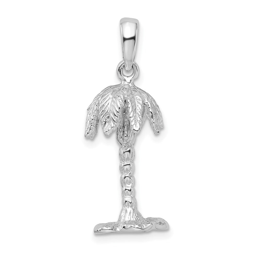 Million Charms 925 Sterling Silver Nautical Coastal Charm Pendant, 3-D Palm Tree, Textured
