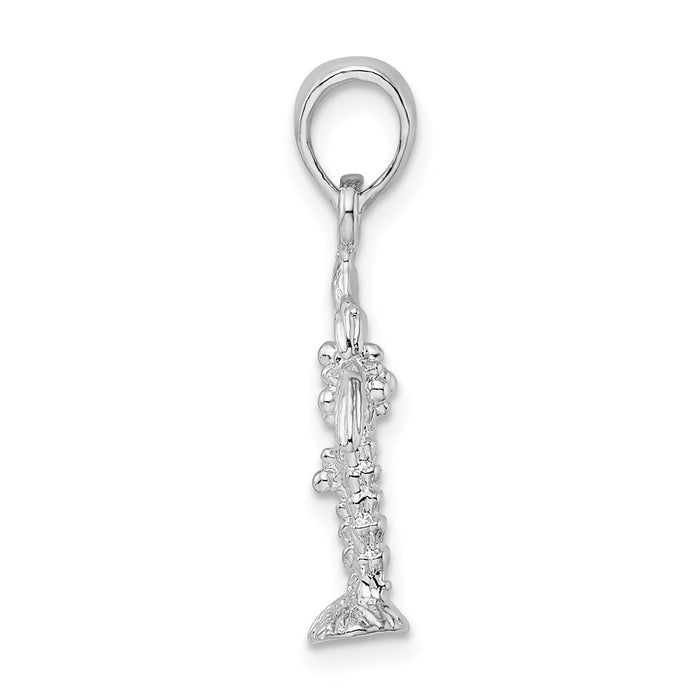 Million Charms 925 Sterling Silver Nautical Coastal Charm Pendant, 3-D Double Palm Trees, Textured