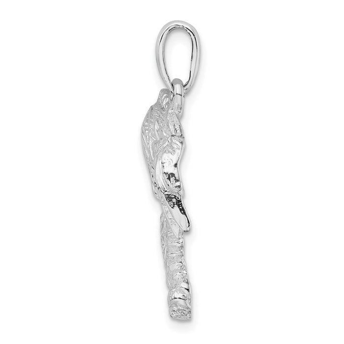 Million Charms 925 Sterling Silver Nautical Coastal Charm Pendant, Double Palm Trees, 2-D