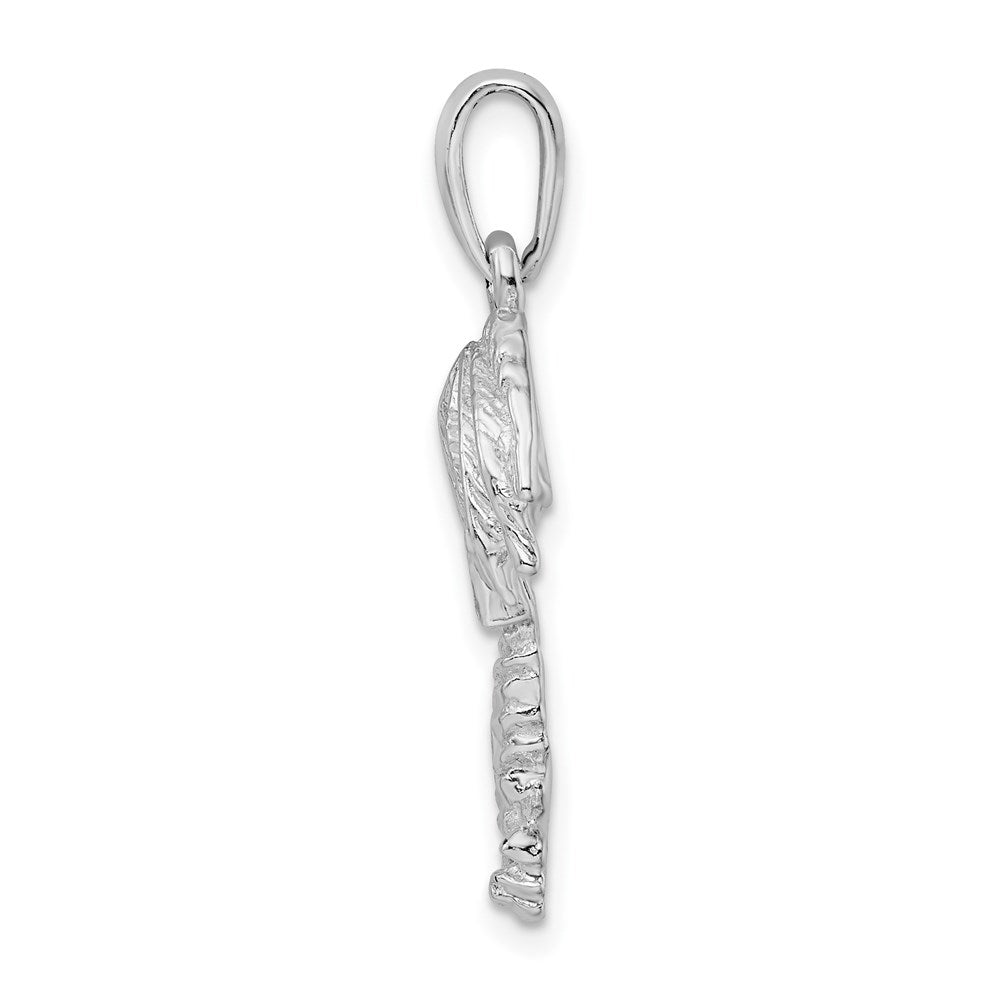 Million Charms 925 Sterling Silver Nautical Coastal Charm Pendant, Single Palm Tree, Textured, 2-D
