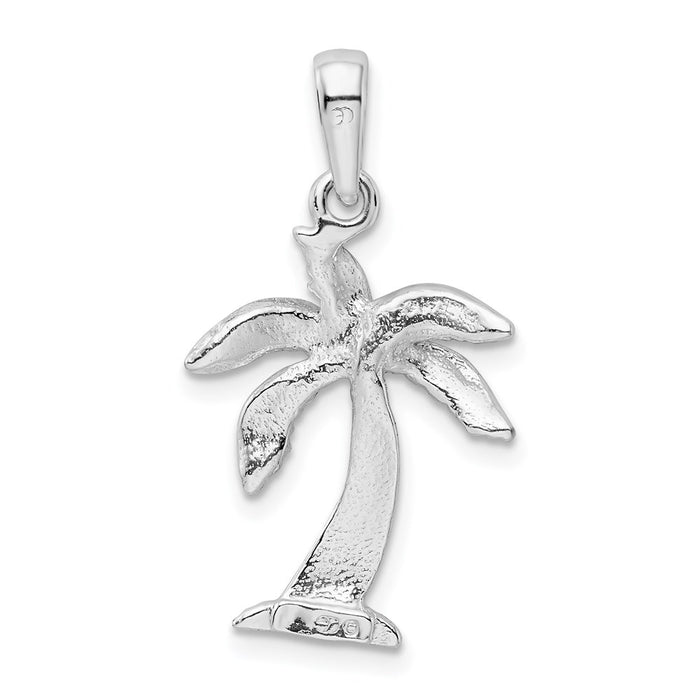 Million Charms 925 Sterling Silver Nautical Coastal Charm Pendant, Palm Tree with Palms & Textured Trunk