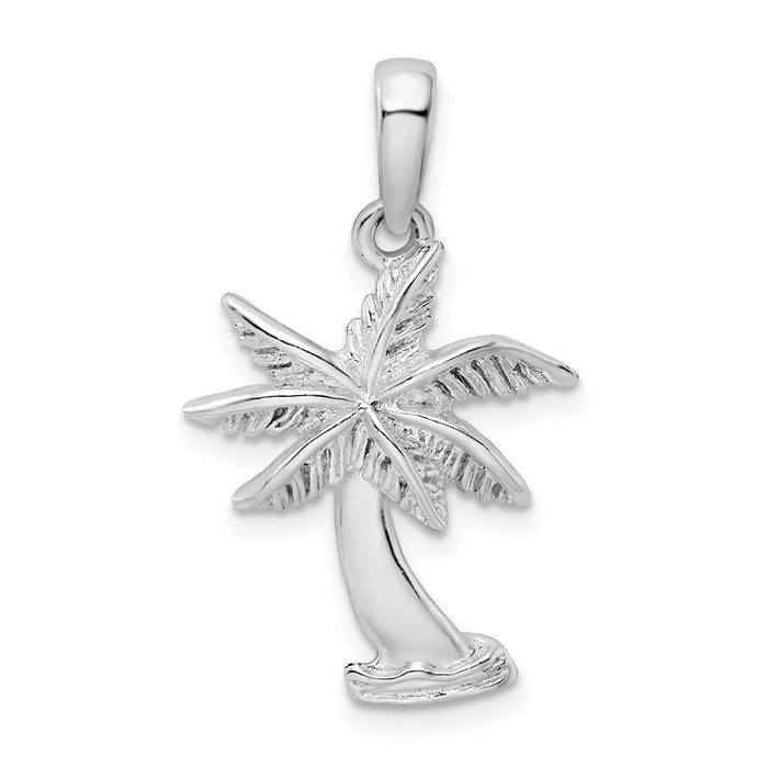 Million Charms 925 Sterling Silver Nautical Coastal Charm Pendant, Palm Tree with Palms & High Polish Trunk