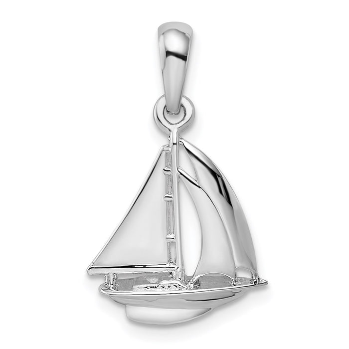 Million Charms 925 Sterling Silver Nautical  Charm Pendant, 3-D Sailboat Pendant, High Polish
