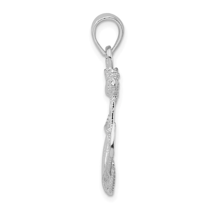 Million Charms 925 Sterling Silver Nautical  Charm Pendant, Anchor with Rope - High Polish & Textured