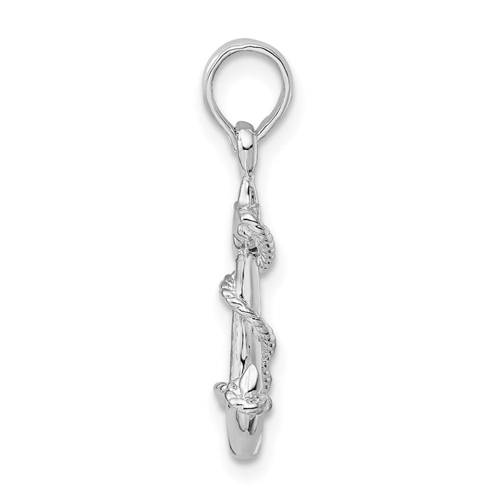 Million Charms 925 Sterling Silver Nautical  Charm Pendant, Small 3-D Anchor with Rope