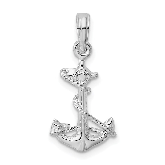 Million Charms 925 Sterling Silver Nautical  Charm Pendant, Small 3-D Anchor with Rope