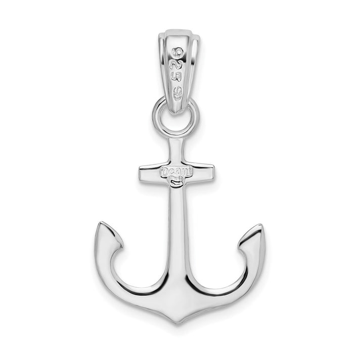 Million Charms 925 Sterling Silver Nautical  Charm Pendant, 3-D Anchor, High Polish