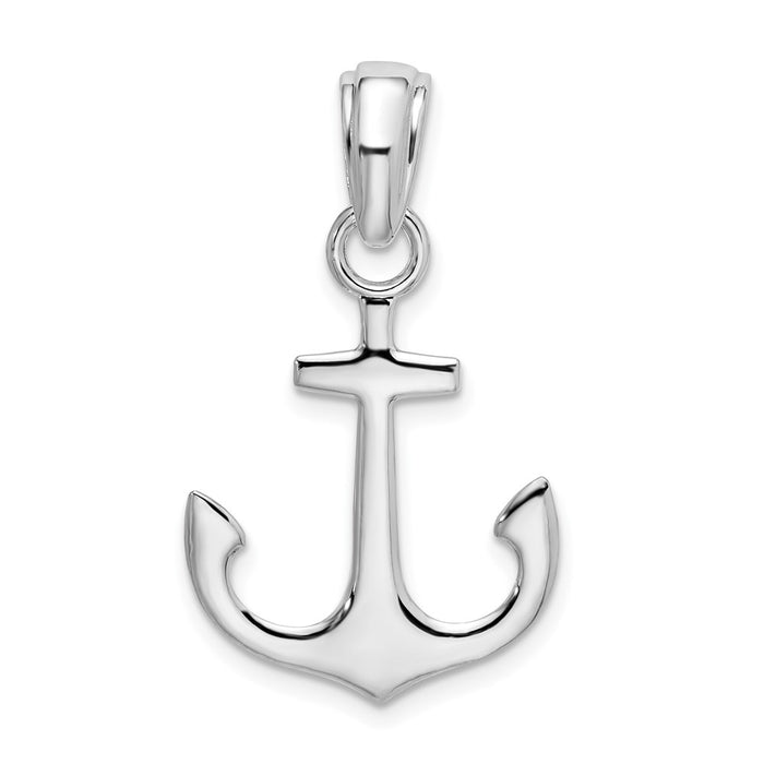 Million Charms 925 Sterling Silver Nautical  Charm Pendant, 3-D Anchor, High Polish