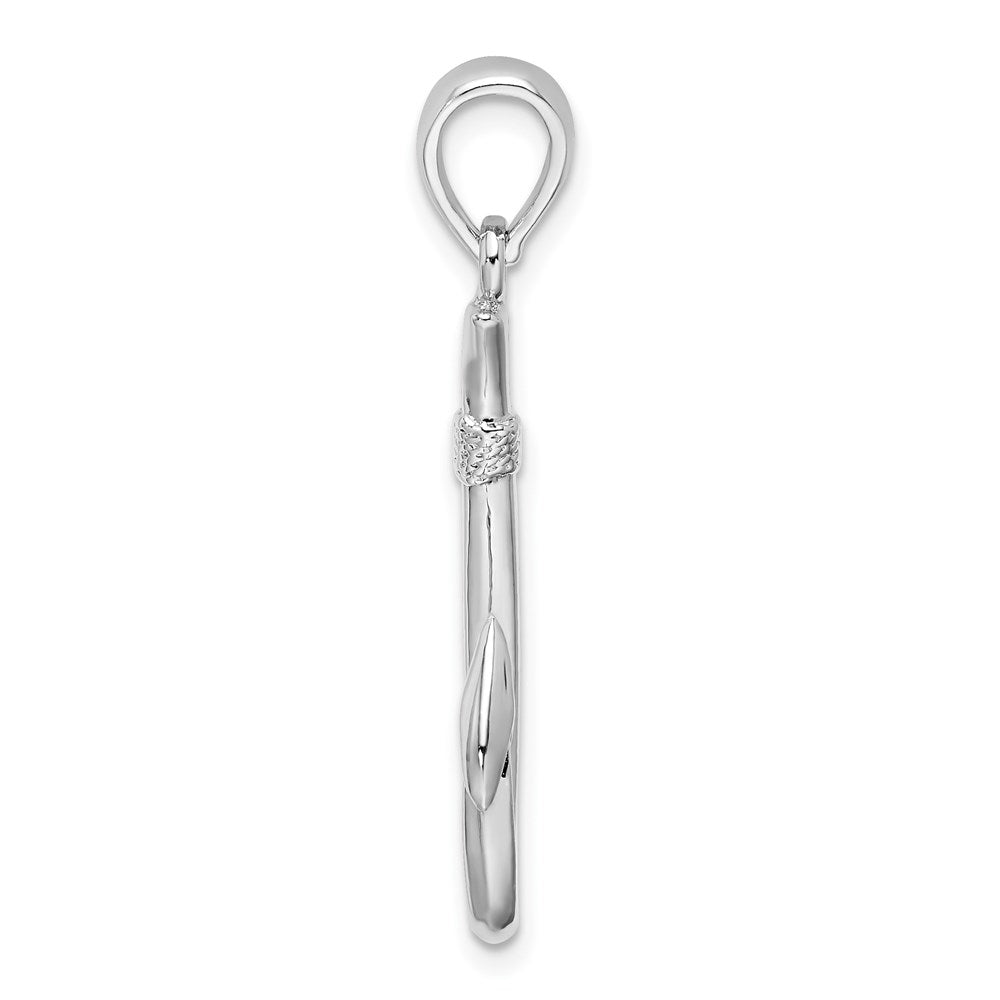 Million Charms 925 Sterling Silver Nautical Charm Pendant, 3-D Fish Hook