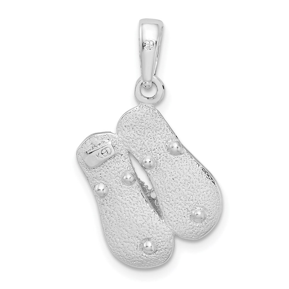 Million Charms 925 Sterling Silver Charm Pendant, Large Double Flip-Flop (Textured Straps)