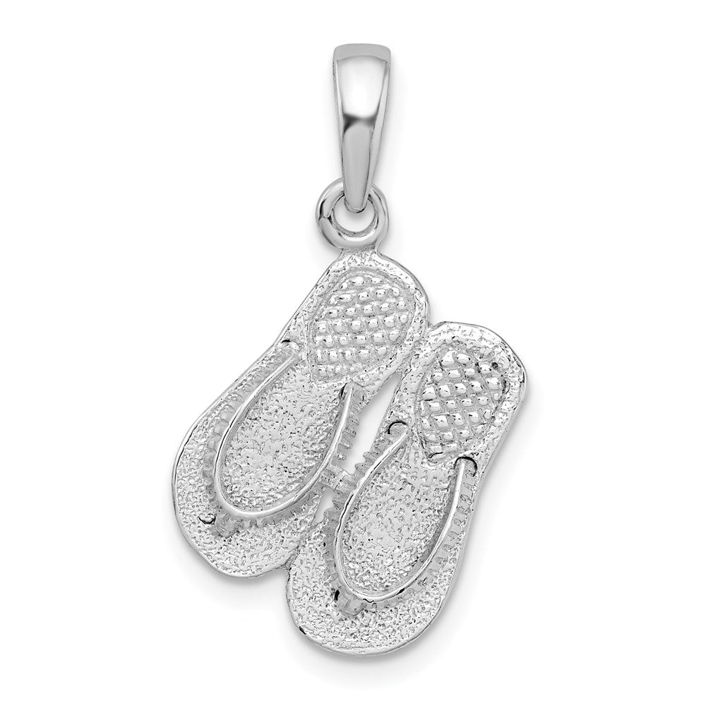 Million Charms 925 Sterling Silver Charm Pendant, Large Double Flip-Flop (Textured Straps)