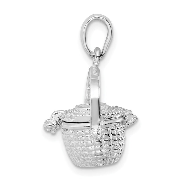 Million Charms 925 Sterling Silver Charm Pendant, 3-D Nantucket Basket  Lid To Hold Scrimshaw