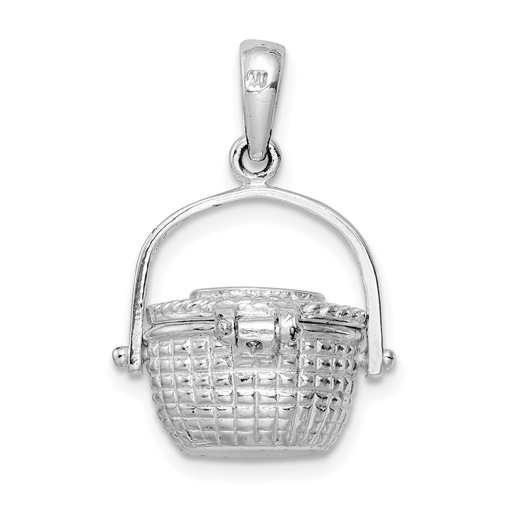 Million Charms 925 Sterling Silver Charm Pendant, 3-D Nantucket Basket  Lid To Hold Scrimshaw