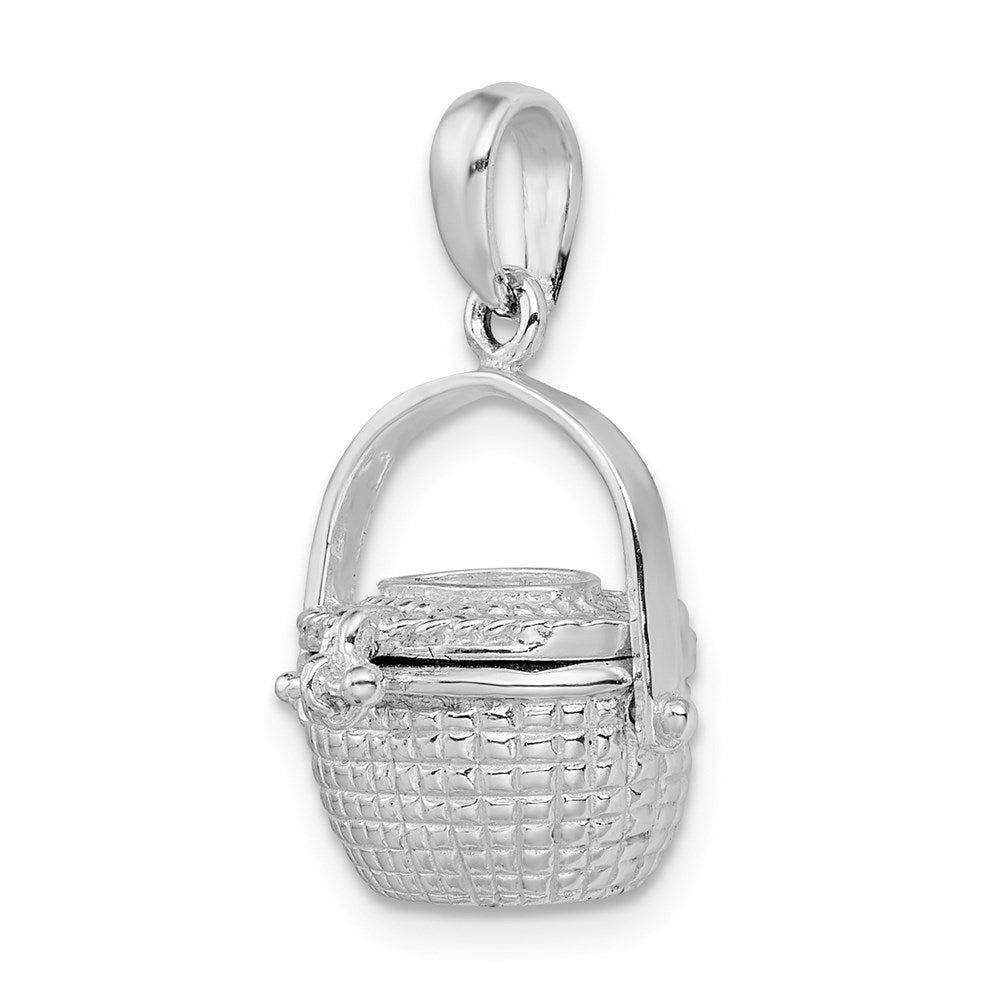 Million Charms 925 Sterling Silver Charm Pendant, 3-D Nantucket Basket  Lid To Hold Scrimshaw