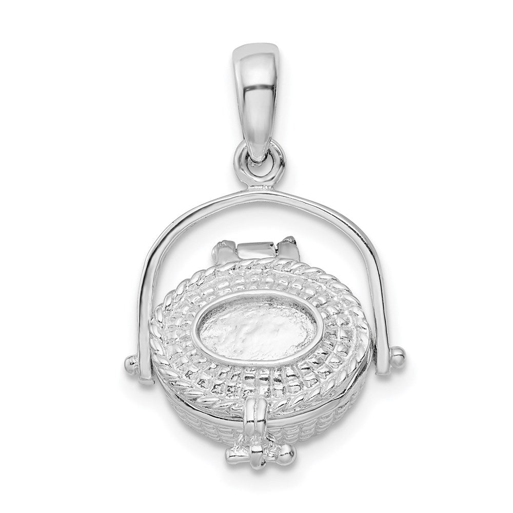 Million Charms 925 Sterling Silver Charm Pendant, 3-D Nantucket Basket  Lid To Hold Scrimshaw