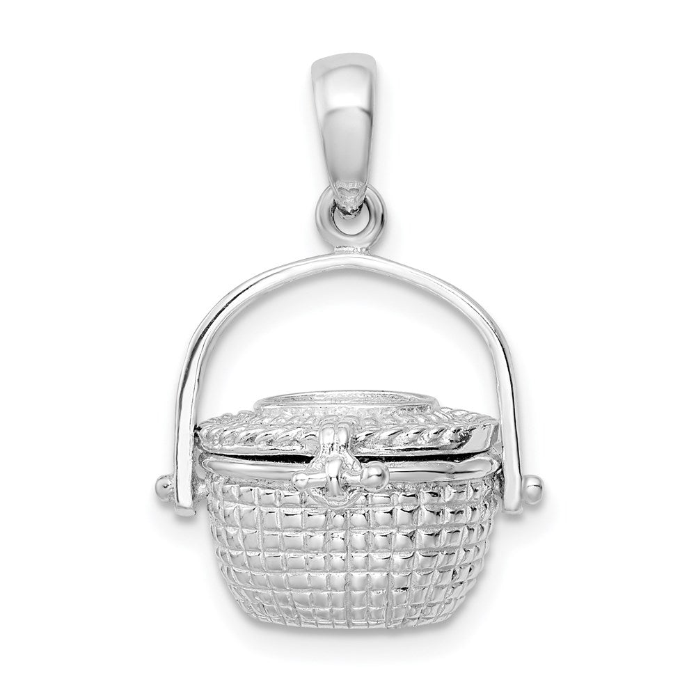 Million Charms 925 Sterling Silver Charm Pendant, 3-D Nantucket Basket  Lid To Hold Scrimshaw