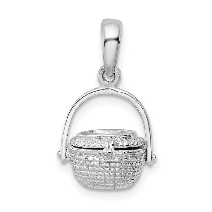 Million Charms 925 Sterling Silver Charm Pendant, 3-D Nantucket Basket  Lid To Hold Scrimshaw