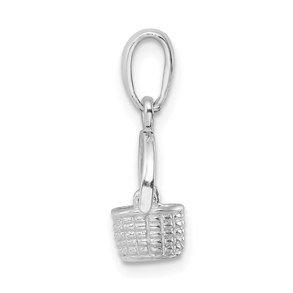 Million Charms 925 Sterling Silver Charm Pendant, Small 3-D Basket, Moveable Handle