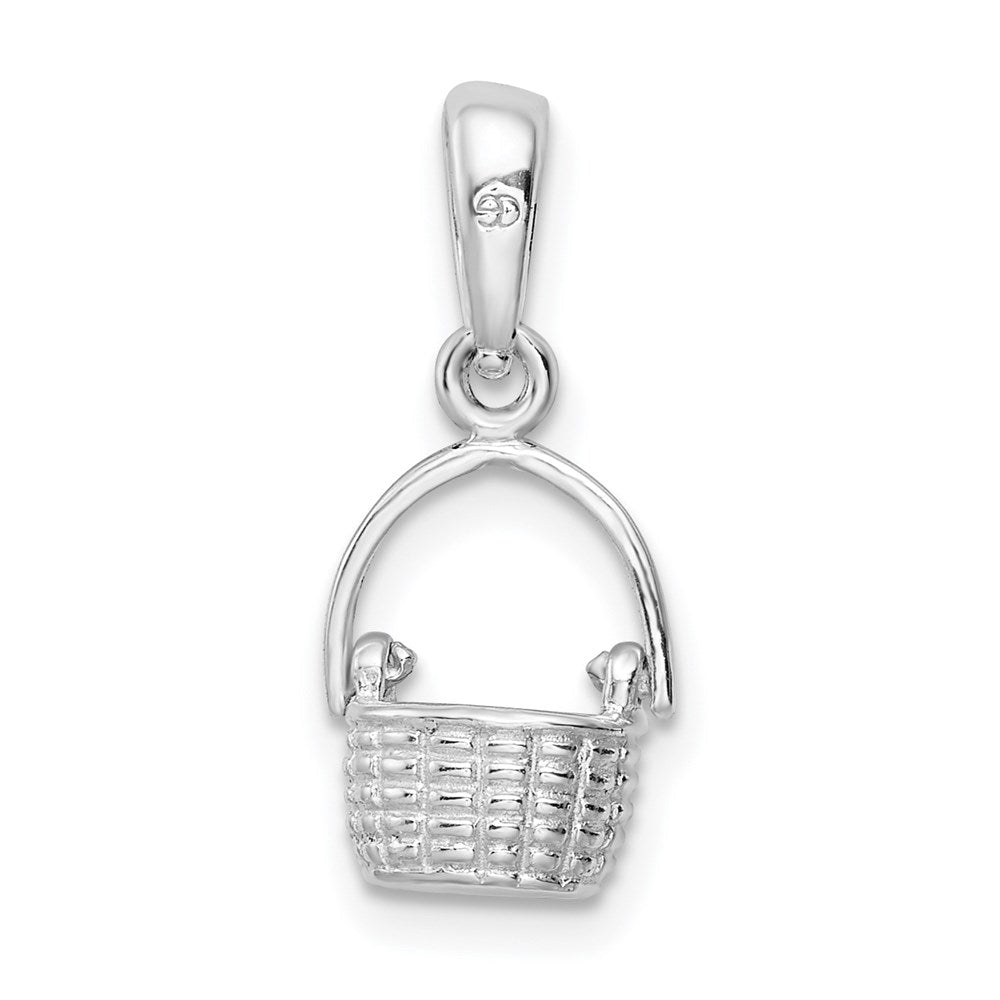Million Charms 925 Sterling Silver Charm Pendant, Small 3-D Basket, Moveable Handle