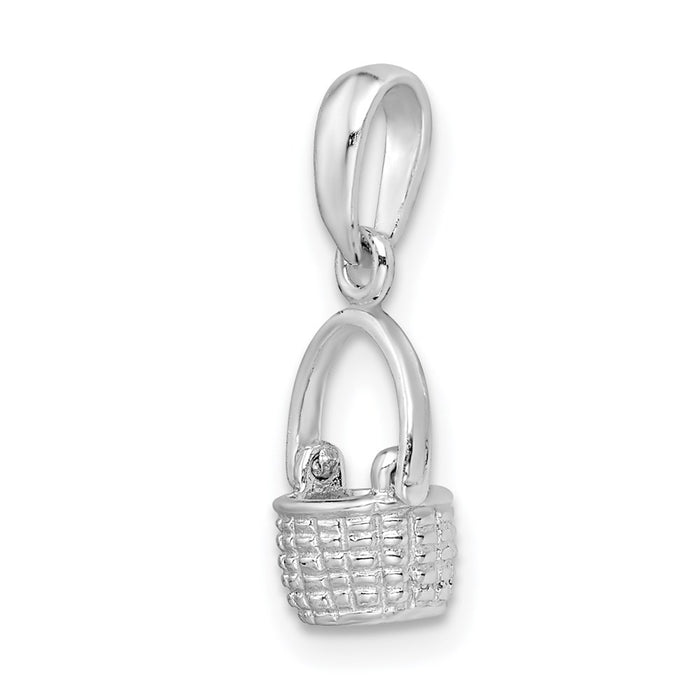 Million Charms 925 Sterling Silver Charm Pendant, Small 3-D Basket, Moveable Handle