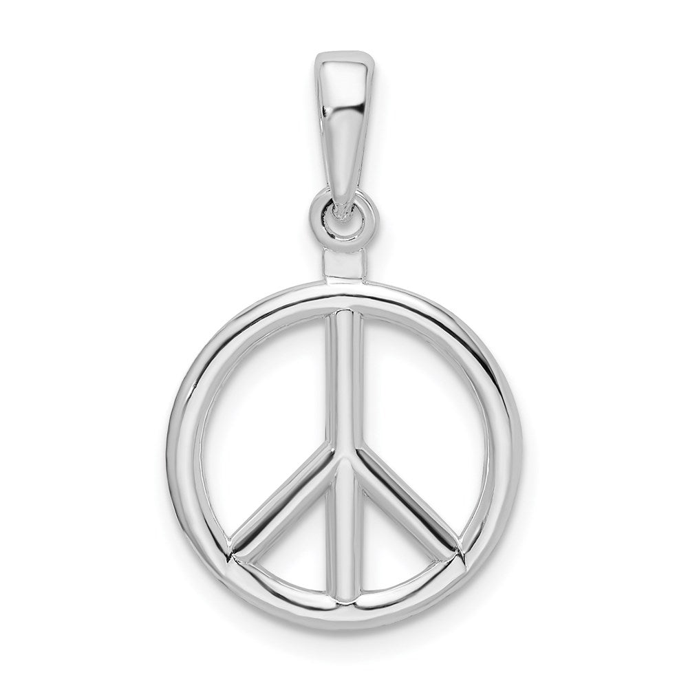 Million Charms 925 Sterling Silver Charm Pendant, 3-D Peace Symbol High Polish