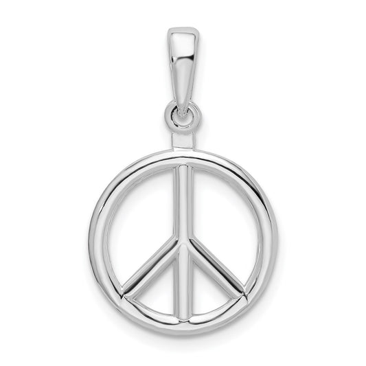 Million Charms 925 Sterling Silver Charm Pendant, 3-D Peace Symbol High Polish