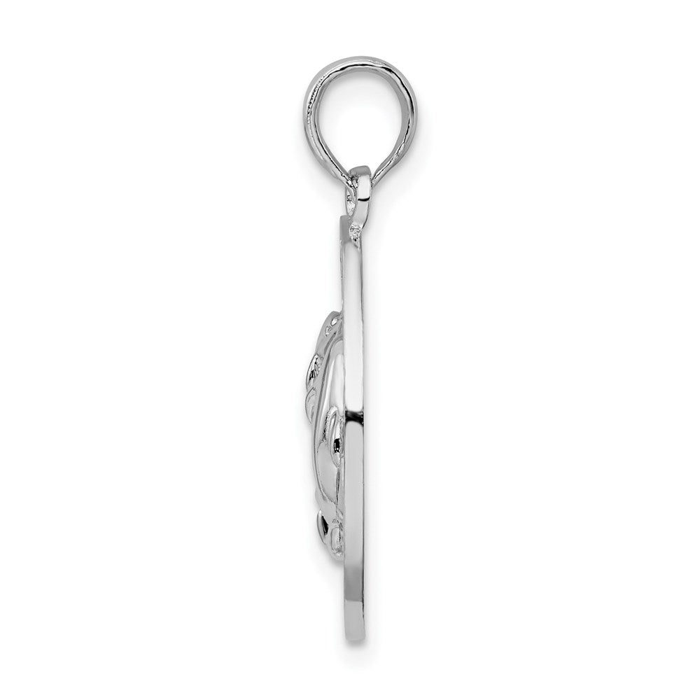 Million Charms 925 Sterling Silver Travel Charm Pendant, Turks & Caicos On Round Frame with Dolphins In Center