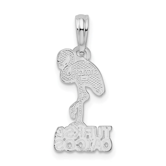 Million Charms 925 Sterling Silver Animal Charm Pendant, Small Turks & Caicos Under Flamingo