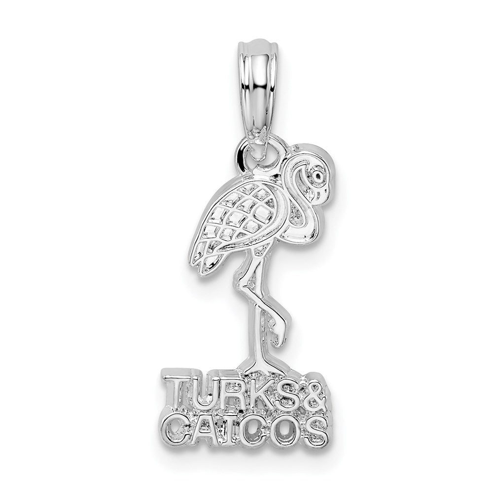Million Charms 925 Sterling Silver Animal Charm Pendant, Small Turks & Caicos Under Flamingo