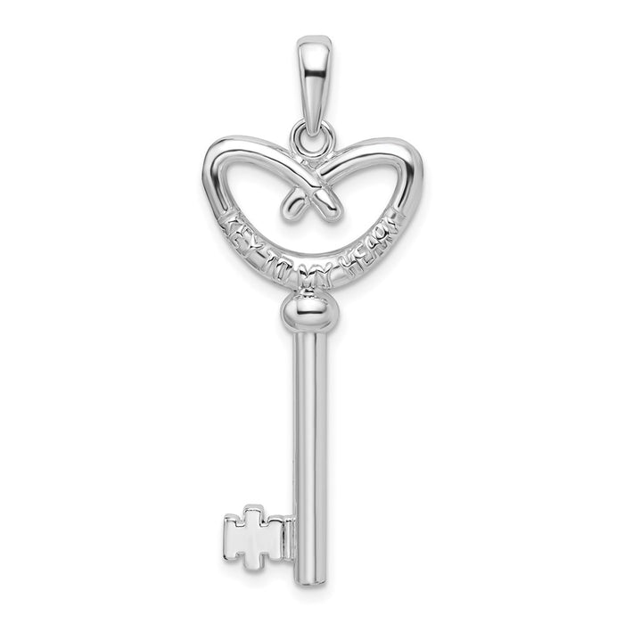 Million Charms 925 Sterling Silver Charm Pendant, Pretzel Heart Key with Key To My Heart