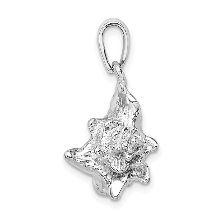 Million Charms 925 Sterling Silver Nautical Sea Life  Charm Pendant, 3-D Conch Shell