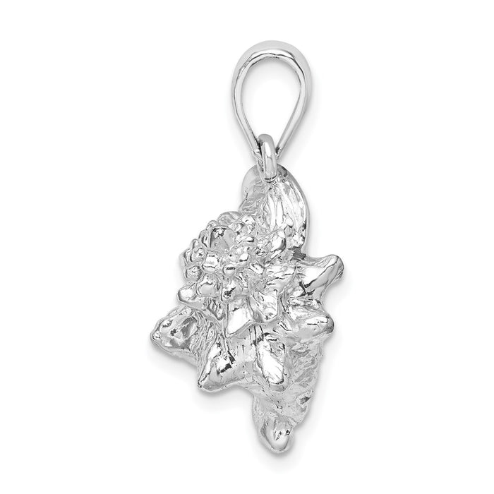 Million Charms 925 Sterling Silver Nautical Sea Life  Charm Pendant, Large 3-D Conch Shell
