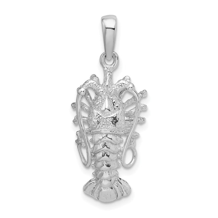 Million Charms 925 Sterling Silver Animal Sea Life  Charm Pendant, Florida Lobster with Out Claws