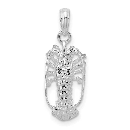 Million Charms 925 Sterling Silver Animal Sea Life  Charm Pendant, Florida Lobster with Out Claws