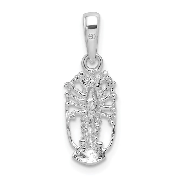 Million Charms 925 Sterling Silver Animal Sea Life  Charm Pendant, Small Florida Lobster with Out Claws