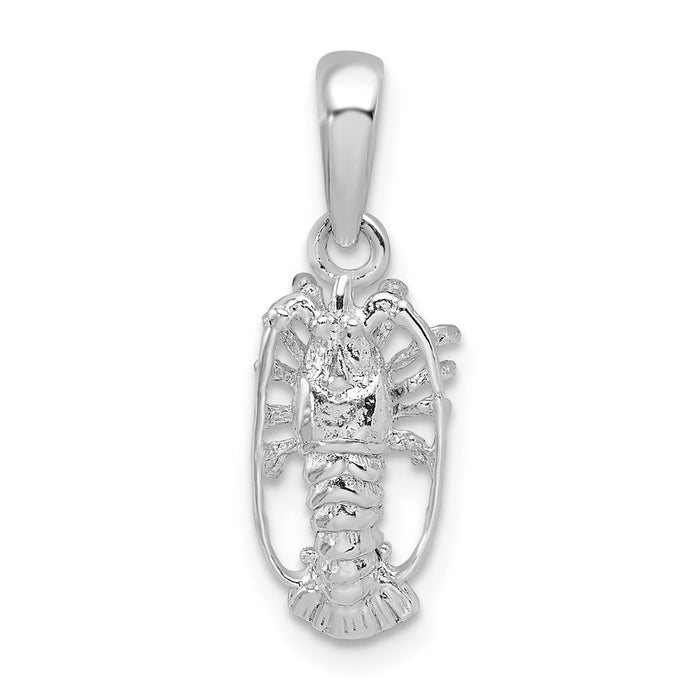 Million Charms 925 Sterling Silver Animal Sea Life  Charm Pendant, Small Florida Lobster with Out Claws