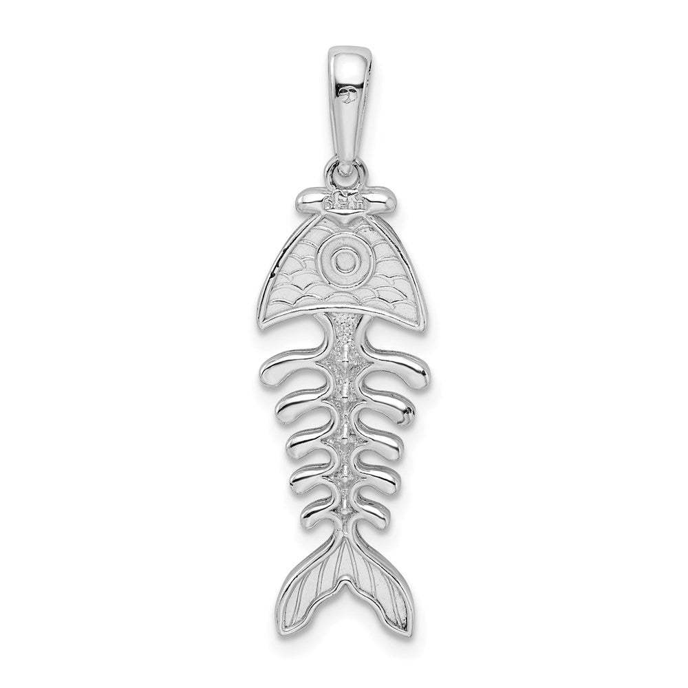 Million Charms 925 Sterling Silver Sea Life Nautical Charm Pendant, 3-D Fishbone Pendant, Textured & High Polish