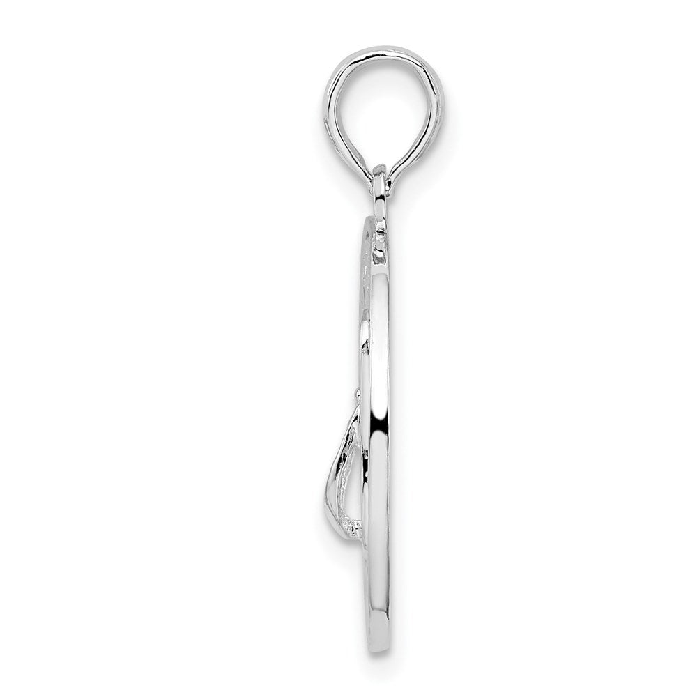 Million Charms 925 Sterling Silver Travel Charm Pendant, Siesta Key, FL On Round Frame with Flip-Flop Center