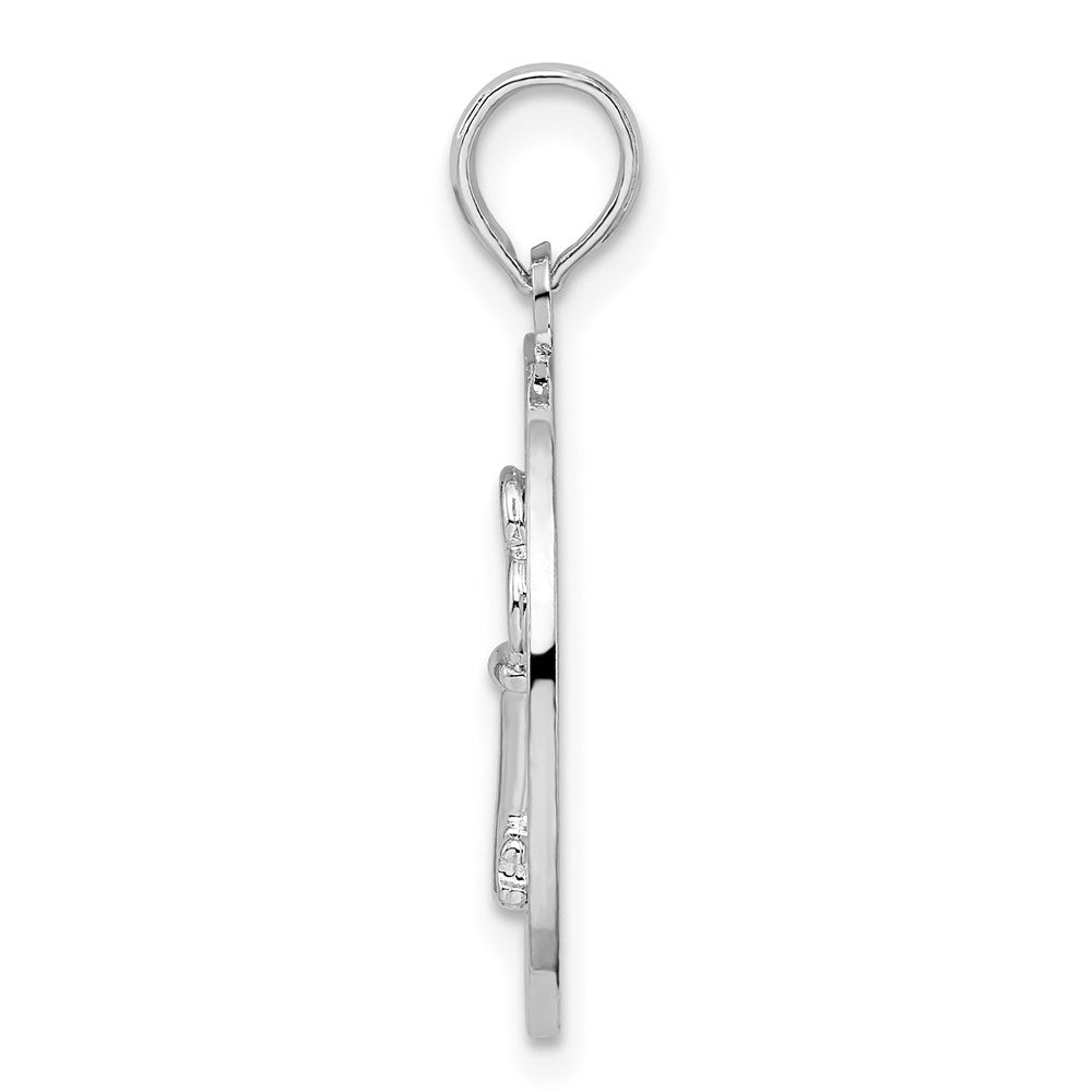 Million Charms 925 Sterling Silver Travel Charm Pendant, Siesta Key, FL On Round Frame with Key Center