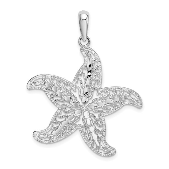 Million Charms 925 Sterling Silver Sea Life Nautical Charm Pendant, Starfish with  Cut-Out Filigree