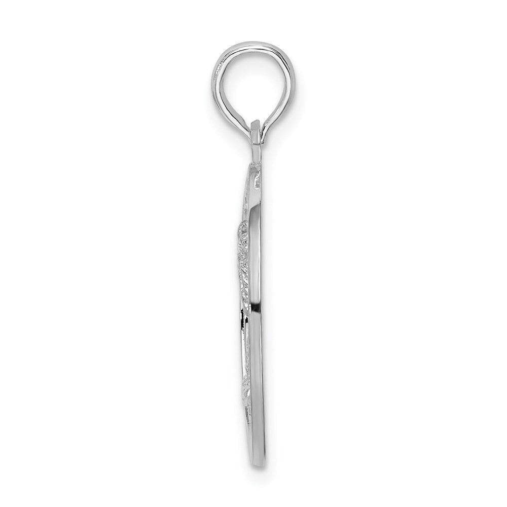 Million Charms 925 Sterling Silver Travel Charm Pendant, Key West On Round Frame with Palm Tree Center
