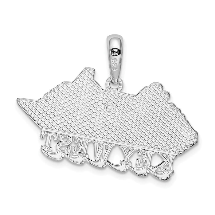 Million Charms 925 Sterling Silver Travel Charm Pendant, Key West Cruise Ship With Waves, High Polish & 2-D