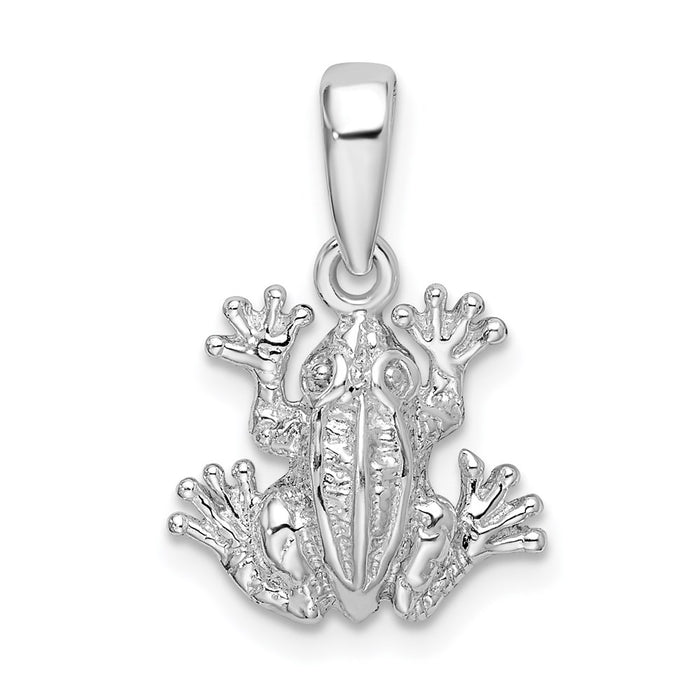 Million Charms 925 Sterling Silver Animal Charm Pendant, Frog, Top View, 2-D