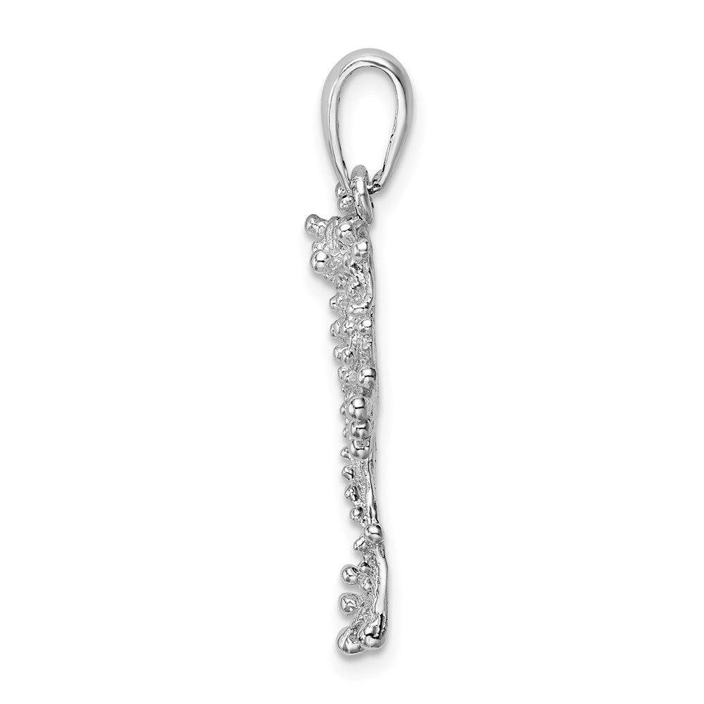 Million Charms 925 Sterling Silver Animal Charm Pendant, Frog with Textured & Extended Left Leg, 2-D