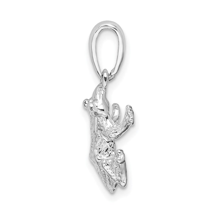 Million Charms 925 Sterling Silver Animal Charm Pendant, Frog, Top View, 2-D & Textured