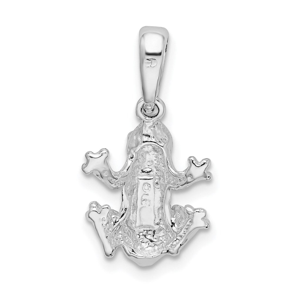 Million Charms 925 Sterling Silver Animal Charm Pendant, Frog, Top View, 2-D & Textured